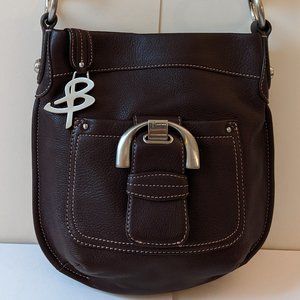 NWOT--B. MAKOWSKY Chocolate Brown Pebble Leather Crossbody Bag